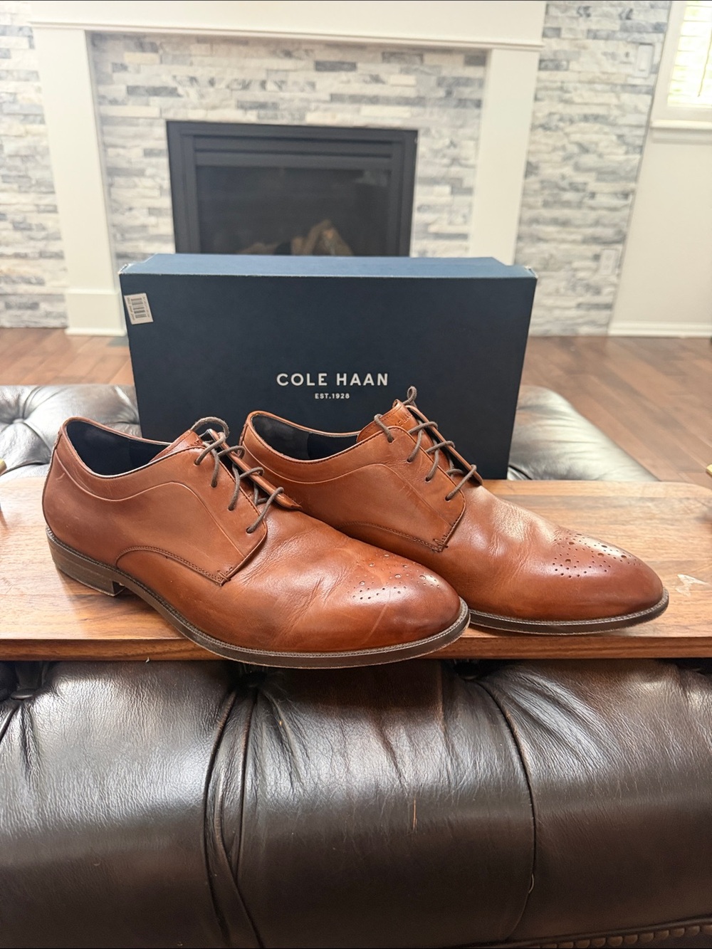 Cole Haan Tan Leather Derby Dress Shoes